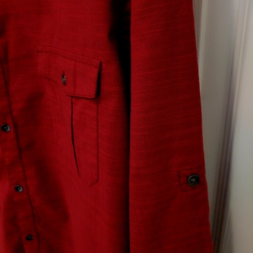 Alfani Casual Button Up Shirt - Red - XL - Picture 5 of 7